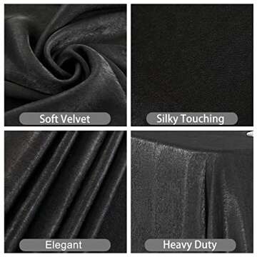 Outpain Black Velvet Rectangle Tablecloth-90*132 Inch-Wrinkle Free Rectangular Table Cloth for 6FT Table, Great for Parties, Holiday Dinner, Wedding, Buffet Table