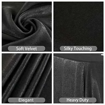 Outpain Black Velvet Rectangle Tablecloth-90*132 Inch-Wrinkle Free Rectangular Table Cloth for 6FT Table, Great for Parties, Holiday Dinner, Wedding, Buffet Table