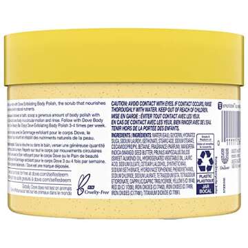 Dove Exfoliating Body Polish Body Scrub Crushed Almond and Mango Butter 4 Count Exfoliating Scrub for Dry Skin Gently Exfoliates to Reveal Healthy Skin 10.5 oz