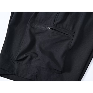 Tyhengta Mens Stretch Swim Trunks Quick Dry Beach Shorts with Zipper Pockets and Mesh Lining Black 32