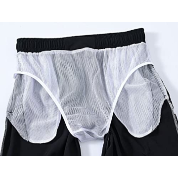 Tyhengta Mens Stretch Swim Trunks Quick Dry Beach Shorts with Zipper Pockets and Mesh Lining Black 32