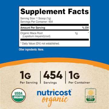 Nutricost Organic Maca Root Powder (1 LB)
