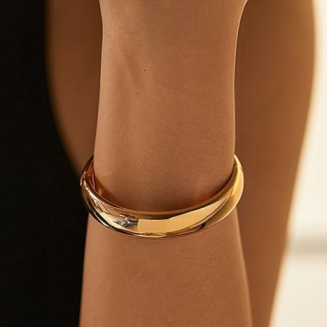 Elegant GREICHFAN Gold Chunky Bangle Bracelet for Women