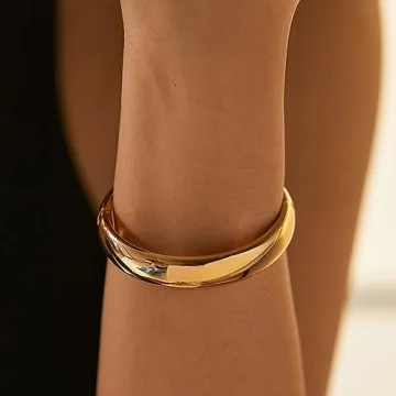 Elegant GREICHFAN Gold Chunky Bangle Bracelet for Women