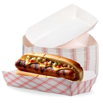 Sturdy 7" Paper Hot Dog Trays - Ideal for Outdoor Events and Entertaining