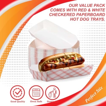 Durable 7" Paper Hot Dog Trays - 50 Pack for Events