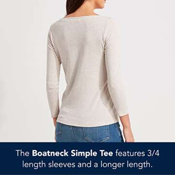 vineyard vines Women's Boatneck Simple Tee, Oatmeal Heather, Small