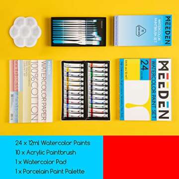 MEEDEN Watercolor Painting Set, 24x12ML Water Color Paint Tubes, Professional Art Supplies Painting ...