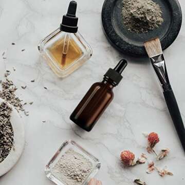 Eye Dropper Bottle, Hoa Kinh 48 Pack 1 oz 30ml Amber Glass Dropper Bottle with Droppers, 2 Funnels for Essential Oils, Perfumes (Brown, 1oz)