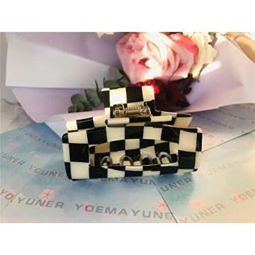 Trendy Checkered Hair Claw Clips for All Hair Types