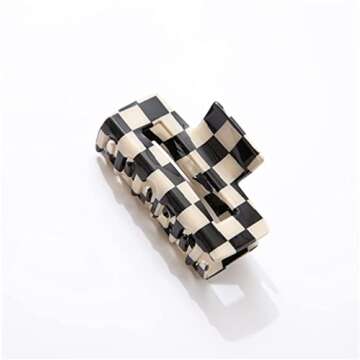 Trendy Checkered Hair Claw Clips for All Hair Types