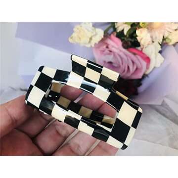 Trendy Checkered Hair Claw Clips for All Hair Types