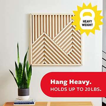 Command 20 lb X-Large Picture Hanging Strips, 16 Pairs White Command Strips Heavy Duty Picture Hanger