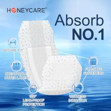 HONEY CARE All-Absorb A25 Male Dog Wrap, 50 Count, Medium, White