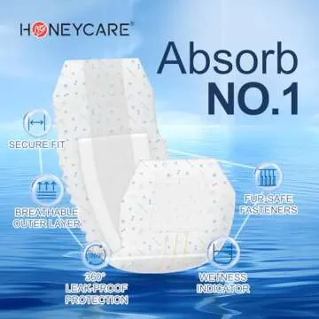 HONEY CARE All-Absorb A25 Male Dog Wrap, 50 Count, Medium, White