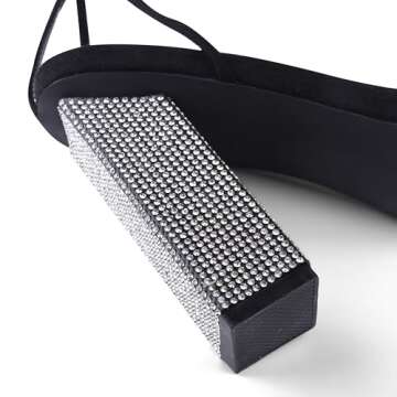 GENSHUO Sexy Strappy Rhinestone Chunky Sandals for Women 12cm/4.72inch Lace-up High Heels Transparent Open Toe Party Wedding Shoes Black 9