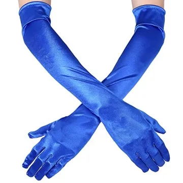 Xuhan Women's 21" Long Evening Party Satin Gloves Elbow Length Flapper Girls 1920s (Royal Blue)