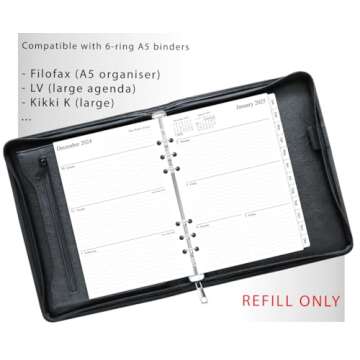 newestor 2025 Weekly & Monthly Planner Refill for A5 Ring Binder, Jan 2025 to Dec 2025, 5-3/4" x 8-1...