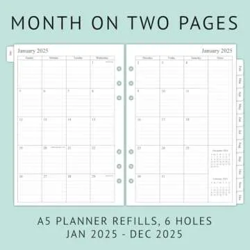 newest 2025 A5 Weekly & Monthly Planner Refill