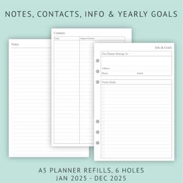 newestor 2025 Weekly & Monthly Planner Refill for A5 Ring Binder, Jan 2025 to Dec 2025, 5-3/4" x 8-1/4", 6-Hole Punched