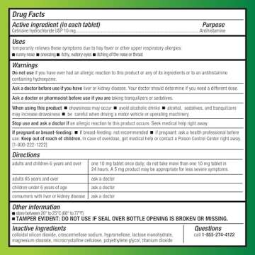 Amazon Basic Care All Day Allergy, Cetirizine Hydrochloride Tablets, Antihistamine, 10 mg, 365 Count (Packaging may vary)