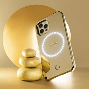 LuMee HALO by Case-Mate - Light Up Selfie Case for iPhone 12 and iPhone 12 Pro (5G) - Front & Rear Illumination - 6.1 inch - Halo Gold