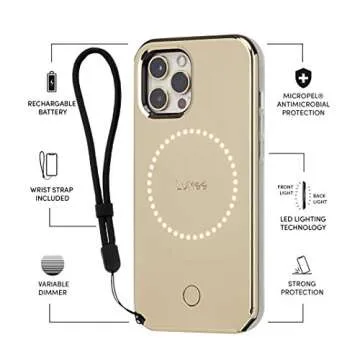 LuMee HALO by Case-Mate - Light Up Selfie Case for iPhone 12 and iPhone 12 Pro (5G) - Front & Rear Illumination - 6.1 inch - Halo Gold