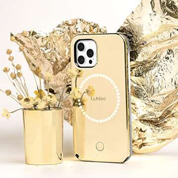 LuMee HALO by Case-Mate - Light Up Selfie Case for iPhone 12 and iPhone 12 Pro (5G) - Front & Rear Illumination - 6.1 inch - Halo Gold