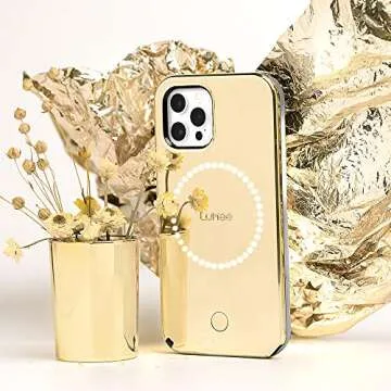 LuMee HALO by Case-Mate - Light Up Selfie Case for iPhone 12 and iPhone 12 Pro (5G) - Front & Rear Illumination - 6.1 inch - Halo Gold