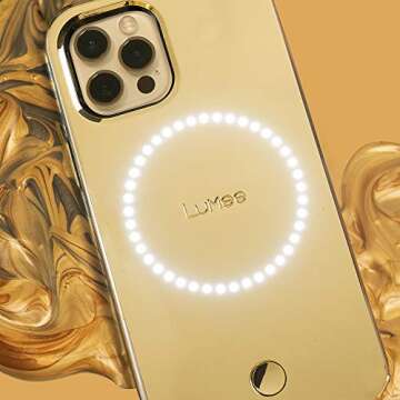 LuMee HALO by Case-Mate - Light Up Selfie Case for iPhone 12 and iPhone 12 Pro (5G) - Front & Rear Illumination - 6.1 inch - Halo Gold