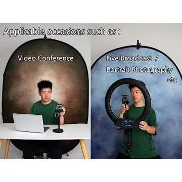 Kate 5x6.5ft(1.5x2m) Dark Grey Collapsible Backdrop Texture Folding Double Sided Pop up Backdrops for Photoshoot, Home Video Conference