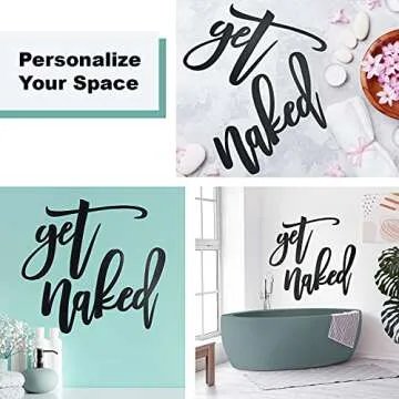 Vivegate Get Naked Sign – 15” X 19” Get Naked Sign for Bathroom Wall Decor Bath Word Art Decals Black Metal Letters