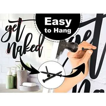Vivegate Get Naked Sign – 15” X 19” Get Naked Sign for Bathroom Wall Decor Bath Word Art Decals Black Metal Letters