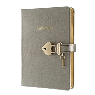 Heart Shaped Lock Journal, Lock Diary for Girls with Key, Vegan Leather Cover, Cute Locking Secret N...