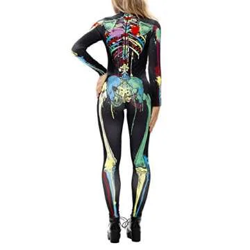 Pink Queen Women's Skeleton Catsuit for Halloween