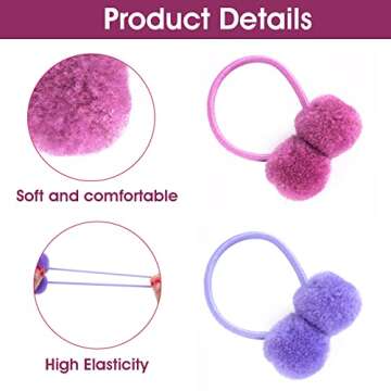 Lusofie 28Pcs Pom Ball Hair Ties for Kids Fun