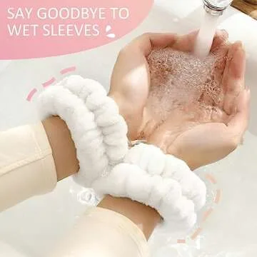 EIMMBD Women's Face Washing Set, 9 PCS Microfiber Headband, Wristbands and Wrist Towels for Makeup and Spa (Pink White)