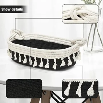HOSROOME Cotton Rope Storage Basket for Boho Decor