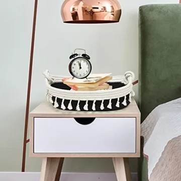 HOSROOME Cotton Rope Storage Basket for Boho Decor