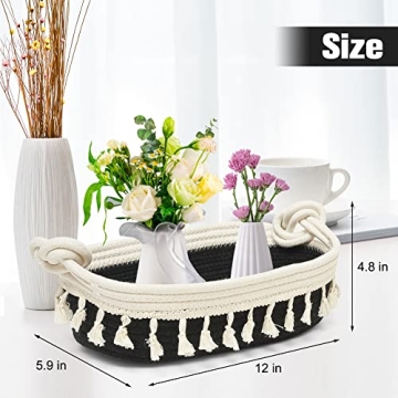 HOSROOME Cotton Rope Storage Basket for Boho Decor