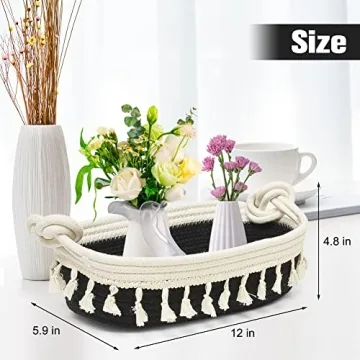 HOSROOME Cotton Rope Storage Basket for Boho Decor