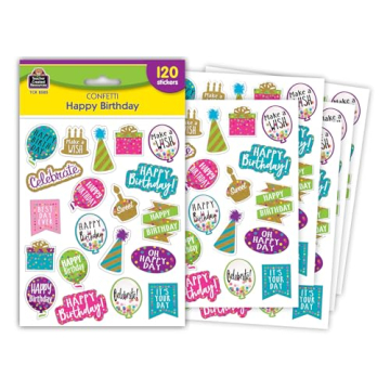 Festive Confetti Stickers for Kids' Birthday Celebrations, 120 Pack