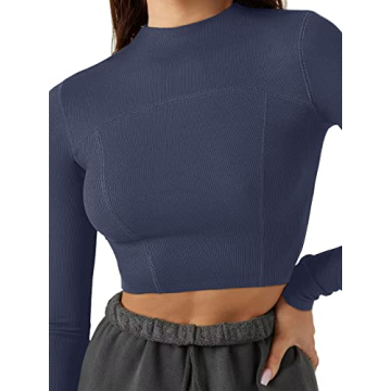 Stylish LASLULU Cropped Long Sleeve Workout Top