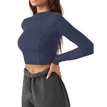 Stylish LASLULU Cropped Long Sleeve Workout Top