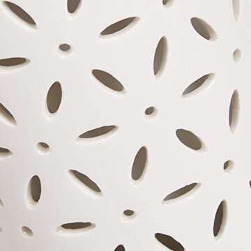 Amazon Basics 120ml Ultrasonic Ceramic Aromatherapy Essential Oil Diffuser with Wood Grain Finish Base, Flower Pattern