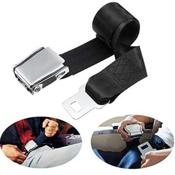 OGIFOAHC Adjustable 7-39" Airplane Seatbelt Extender - FITS All Airlines (not Southwest) Bring You a Comfortable Trip, Black