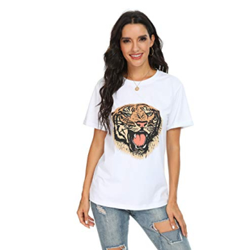 ANIXAY Women Casual Summer Tiger Graphic Tees 2023