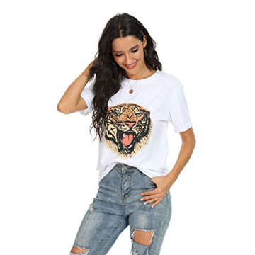ANIXAY Women Casual Summer Tiger Graphic Tees 2023