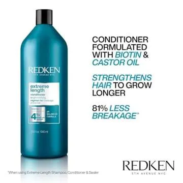 Redken Extreme Length Conditioner | Infused With Biotin and Castor Oil | For Hair Growth | Fortifies, Strengthens & Conditions Hair