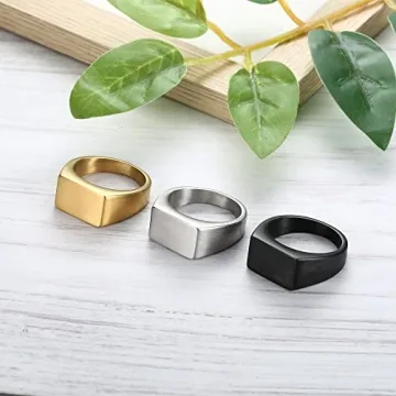 ORAZIO 3 PCS Stainless Steel Signet Rings Set for Men Women